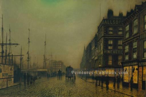 Liverpool Quay par Moonlight TCS Paysage de la ville John Atkinson Grimshaw Peintures à l'huile